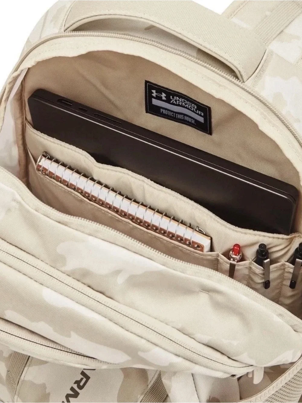 Under Armour Adult Hustle 6.0 Backpack, Camo White Taupe Cream Ivory
